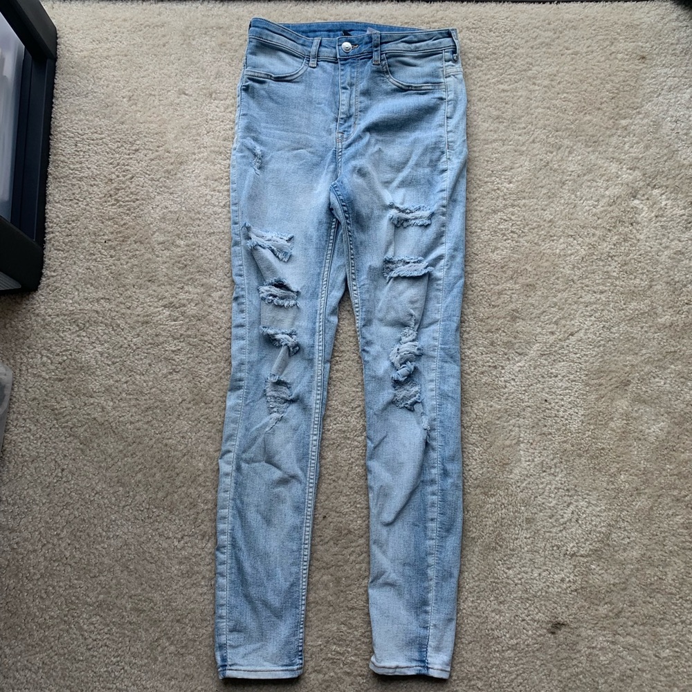 H&M High Rise Ripped Denim Jeans